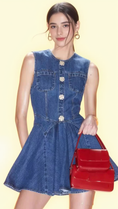 DENIM SKATER MINI DRESS