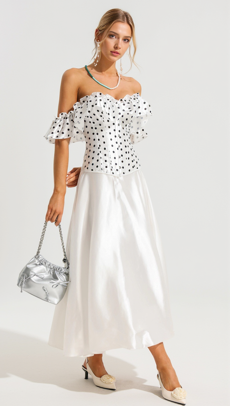 SUZANNE GRAUES POLKA DOT OFF-SHOULDER-KORSETT
