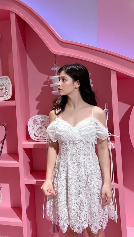 LACE STRAP MINI DRESS IN WHITE