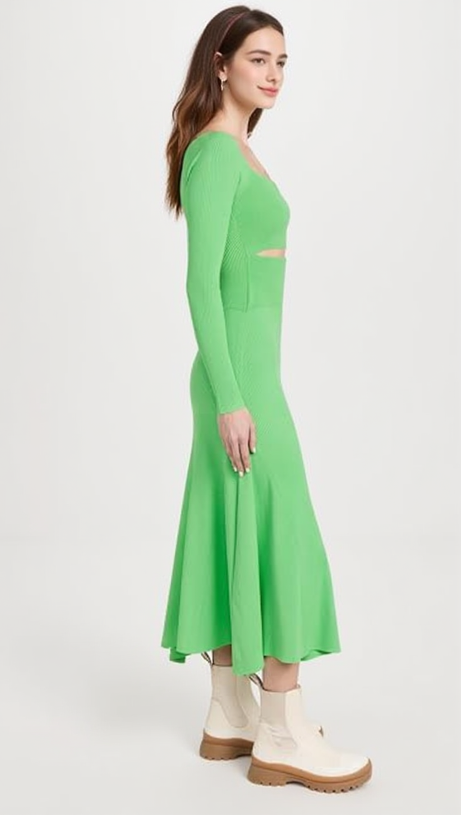 TIFFANY LONG SLEEVE CUTOUT COCKTAIL DRESS IN GREEN