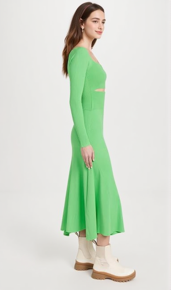 AIIZIE TIFFANY LONG SLEEVE CUTOUT COCKTAIL DRESS IN GREEN - product image