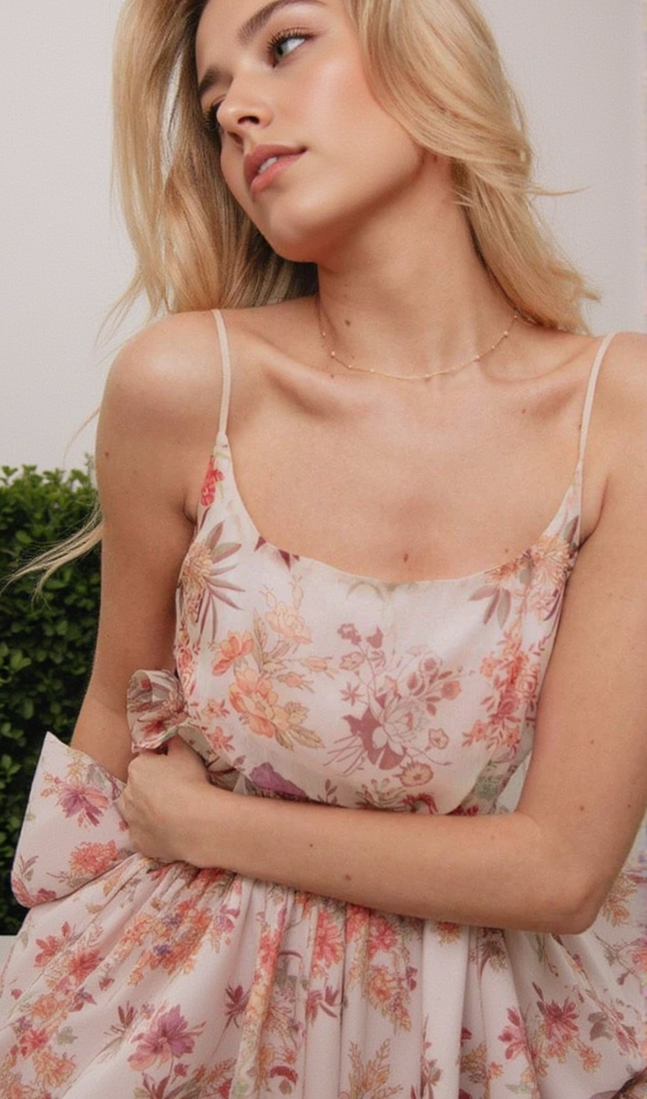 AMANDA MULTICOLOR FLORAL PRINTED RUFFLE MINI DRESS