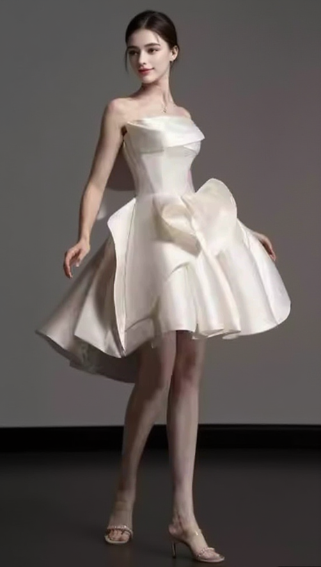 BESTE WHITE STRAPLESS A-LINE MINI DRESS