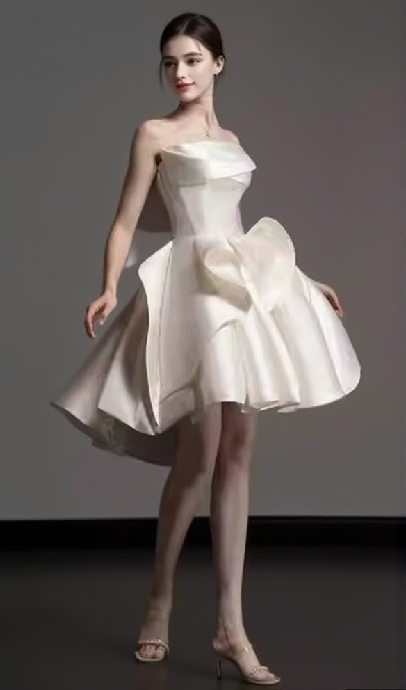 AIIZIE BESTE WHITE STRAPLESS A-LINE MINI DRESS - product image