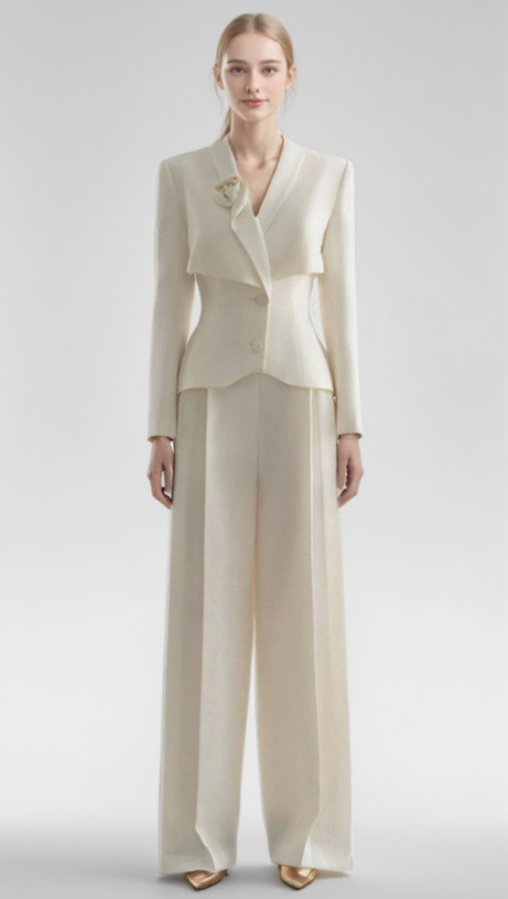 AURORA FLOWER DETAIL JACKET IN WHITE