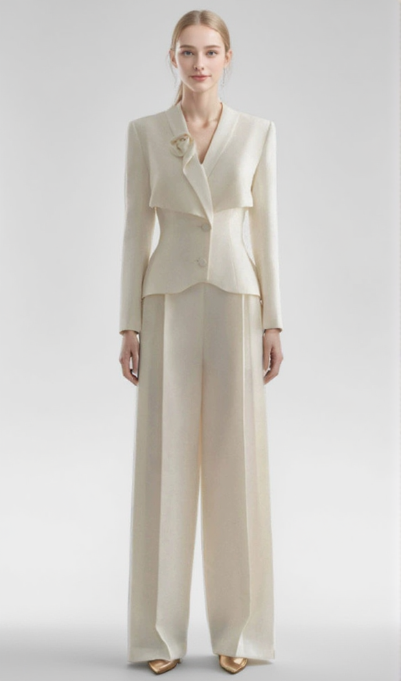 AURORA FLOWER DETAIL JACKET IN WHITE