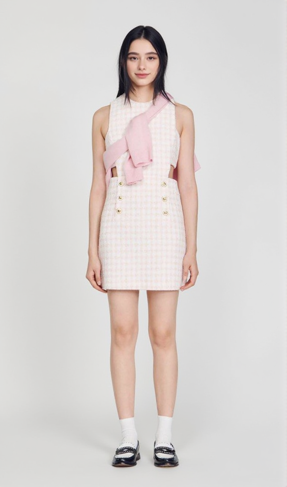 AIIZIE SLEEVELESS CUTOUT PINAFORE MINI DRESS IN LIGHT PINK - product image