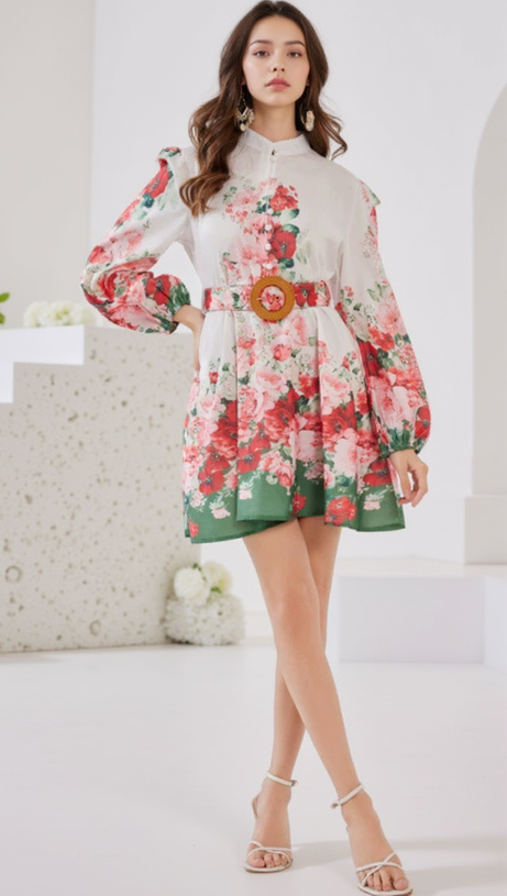 ISABELLA FLORAL PATTERN MINI DRESS