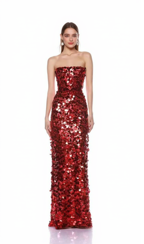AIIZIE SHIVA STRAPLESS SEQUIN MAXI DRESS - product image