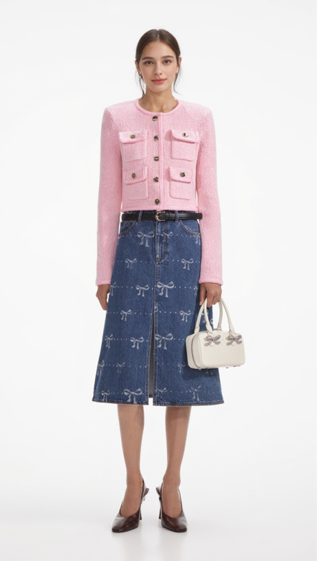 PINK MELANGE MERINO CARDIGAN