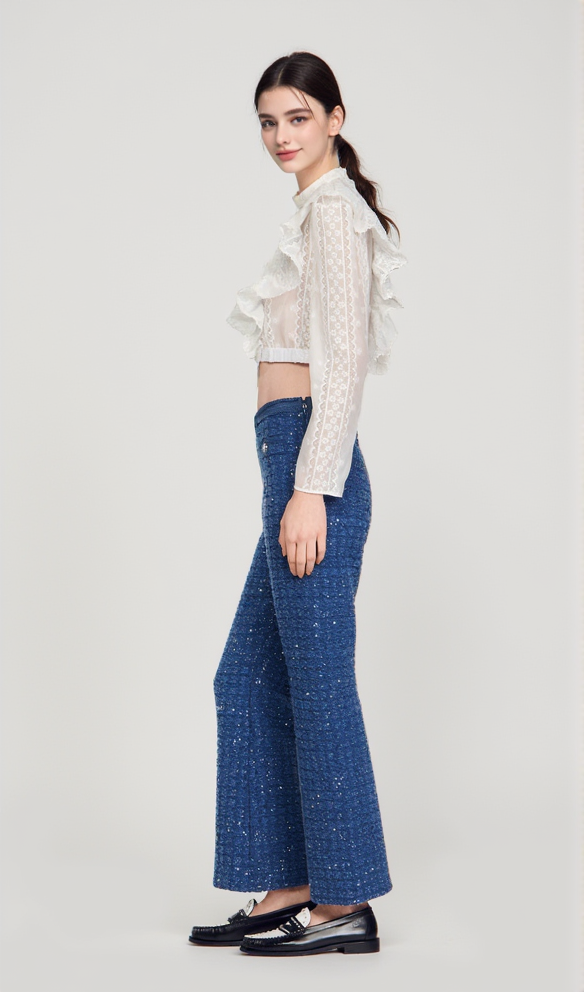 AIIZIE PALMIRA TWEED TROUSERS IN BLUE - product image