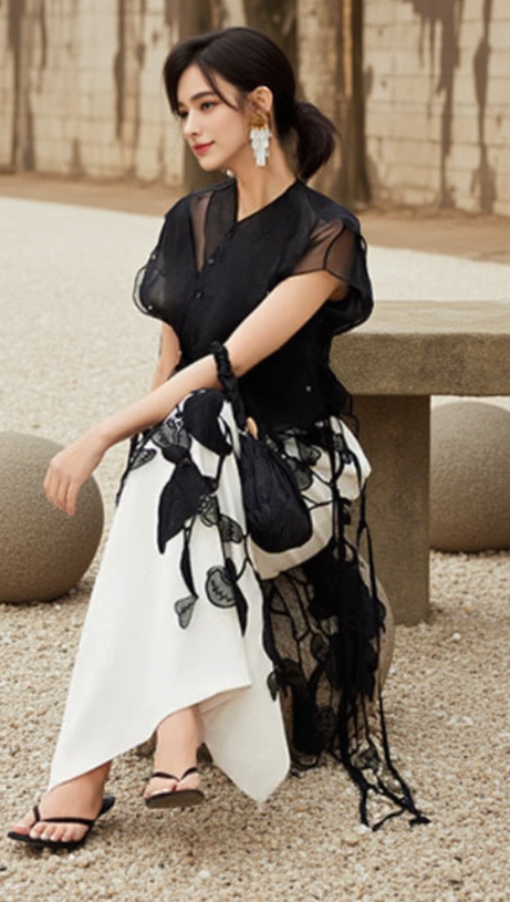 HOLLOW OUT EMBROIDERY SKIRT