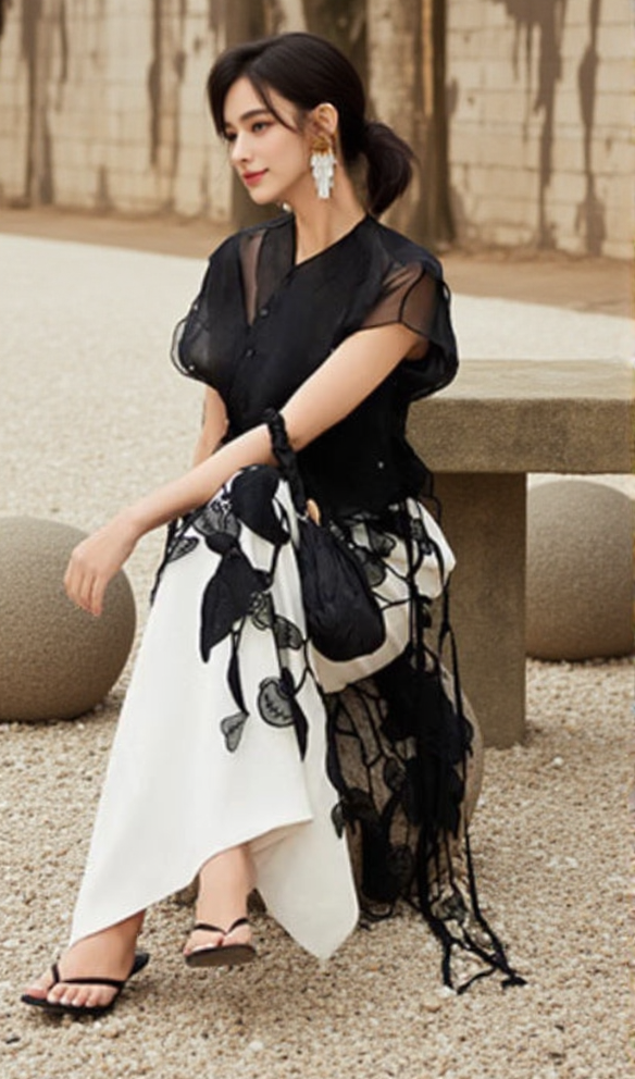 AIIZIE HOLLOW OUT EMBROIDERY SKIRT - product image
