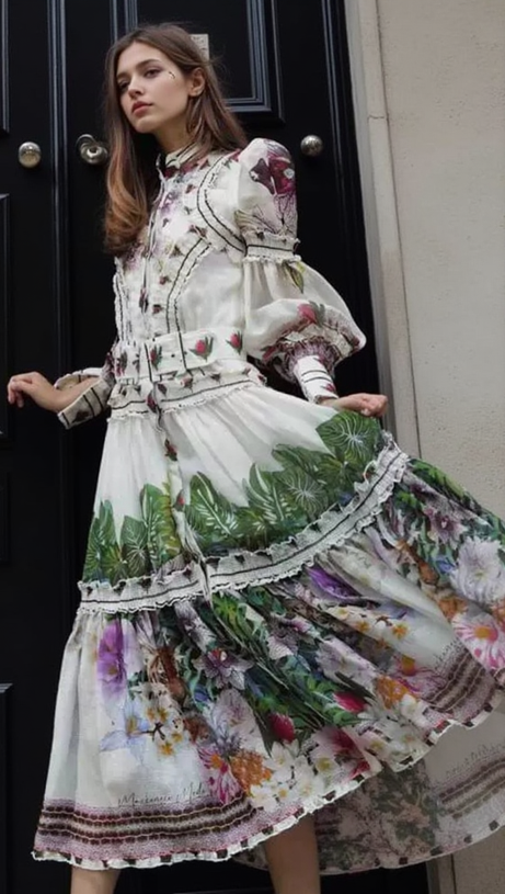 CORNELIA MULTICOLOR FLORAL PATTERN MAXI DRESS