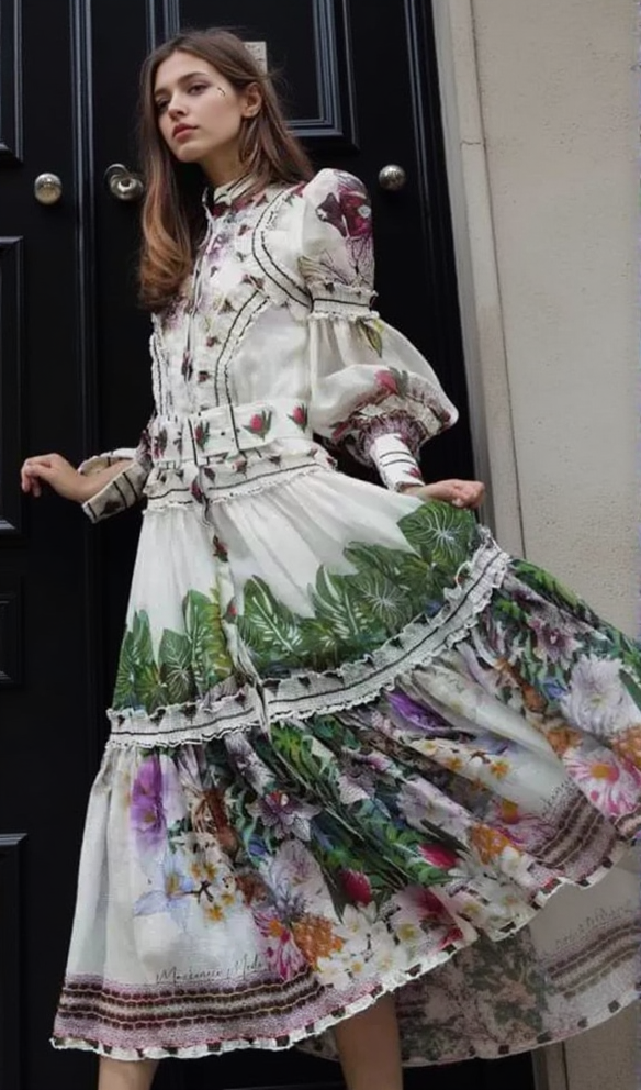 AIIZIE CORNELIA MULTICOLOR FLORAL PATTERN MAXI DRESS - product image
