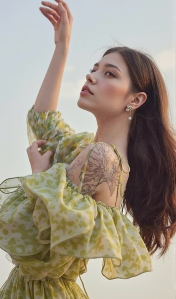 AIIZIE ANNA PRINTED RUFFLE TRIM MINI DRESS IN GREEN - product image