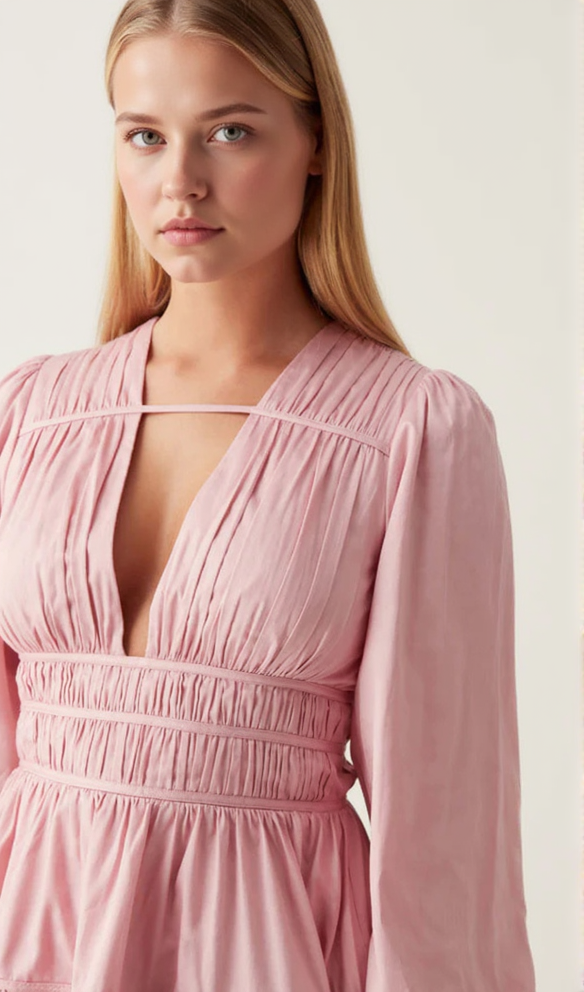 AIIZIE VALERIE FALLINGWATER RUCHED MINI DRESS IN PINK - product image