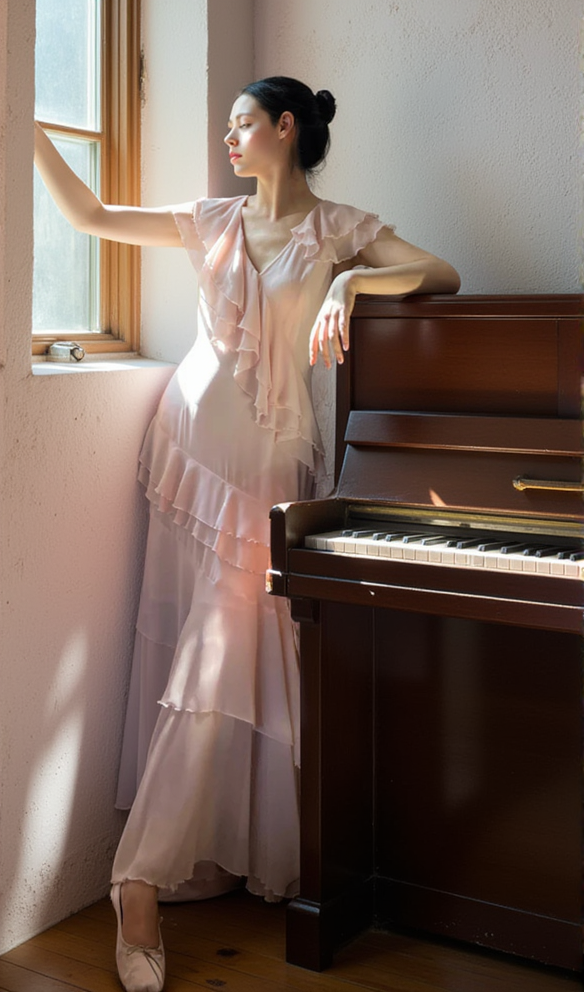 AIIZIE RUFFLED MAXI DRESS IN PALE PINK - product image