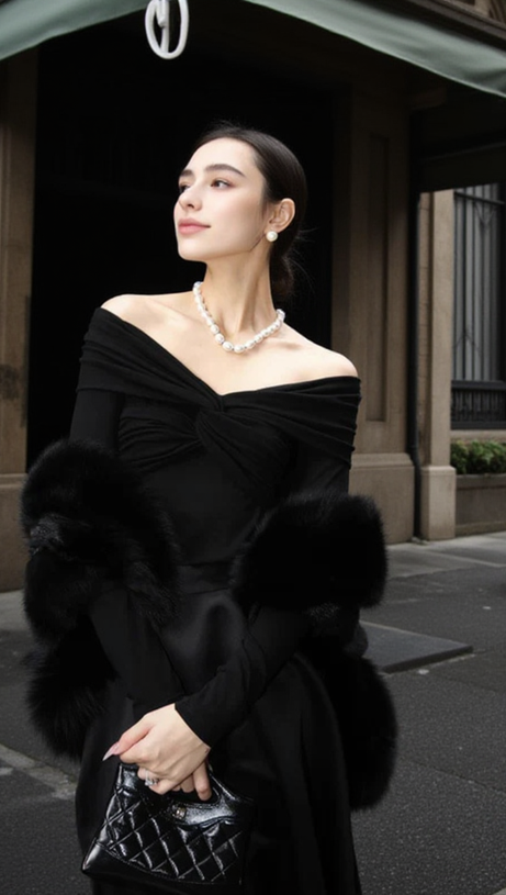 BLACK STRETCH KNIT SWEATER