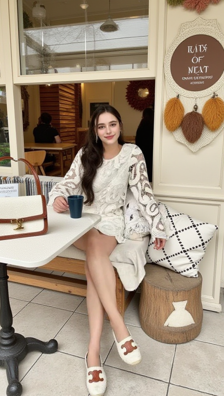 EUDORA – Gemustertes, hohles Minikleid in Aprikose