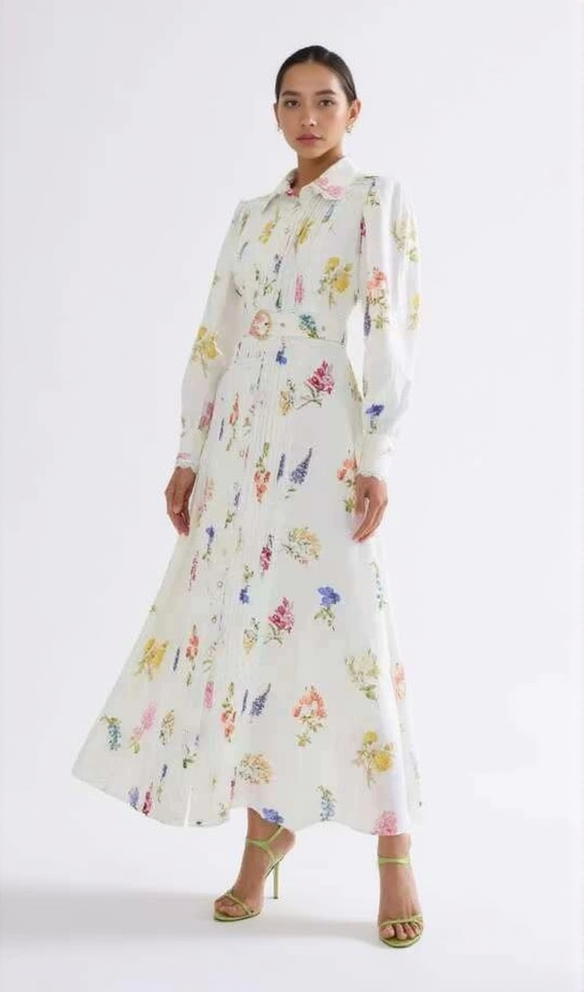 AIIZIE MURIEL LONG CUFFED SLEEVES FLORAL MAXI DRESS - product image