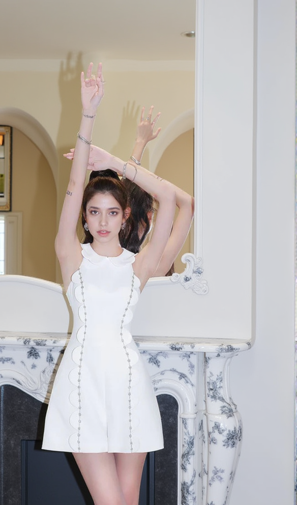 AIIZIE CHAYA WHITE SLEEVELESS RHINESTONE EMBELLISHED ROMPER - product image