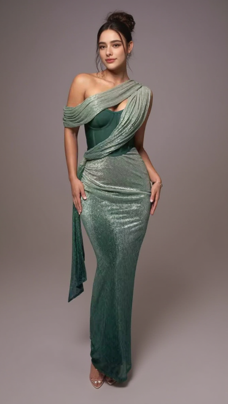 EMERALD GREEN HALTER STRAP MAXI DRESS