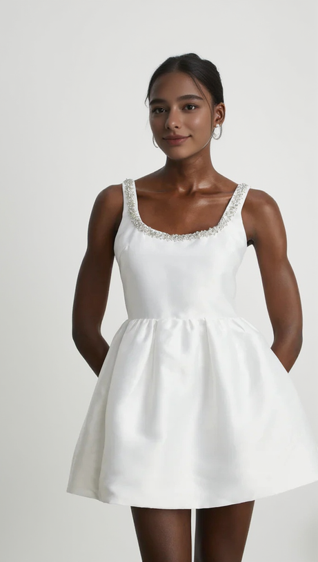 DOROTHY WEISSES TAFT-MINIKLEID MIT DIAMANTEN