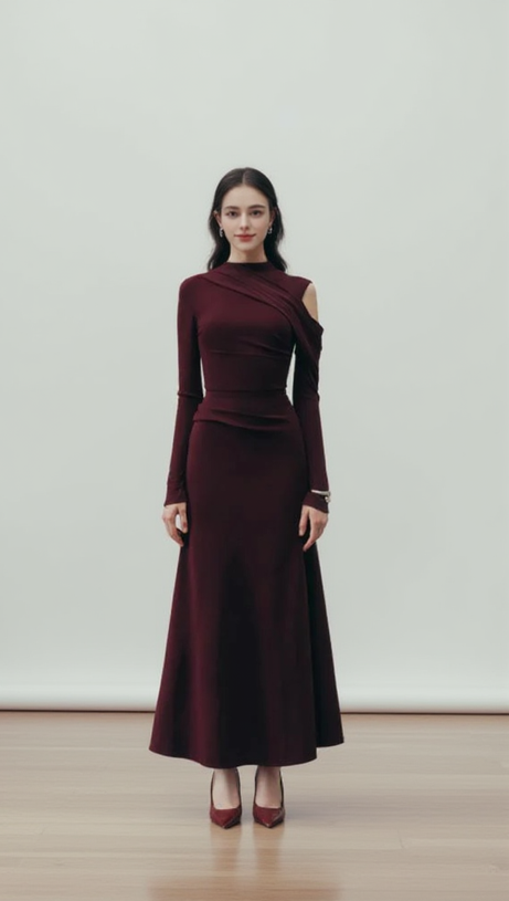 ECLIPSE DRAPED MAXI DRESS IN BLACKBERRY