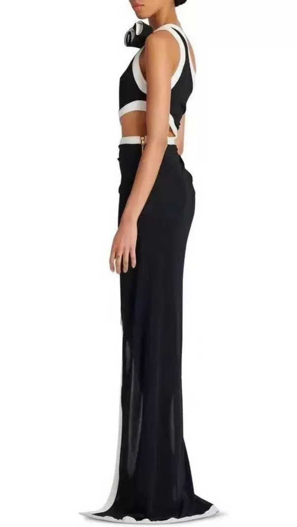 AIIZIE ASYMMETRIC DRESS WITH ROSE DETAIL - product image