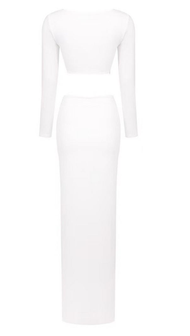 AIIZIE LONG SLEEVE FLOWER HIGH SPLIT MAXI DRESS - product image