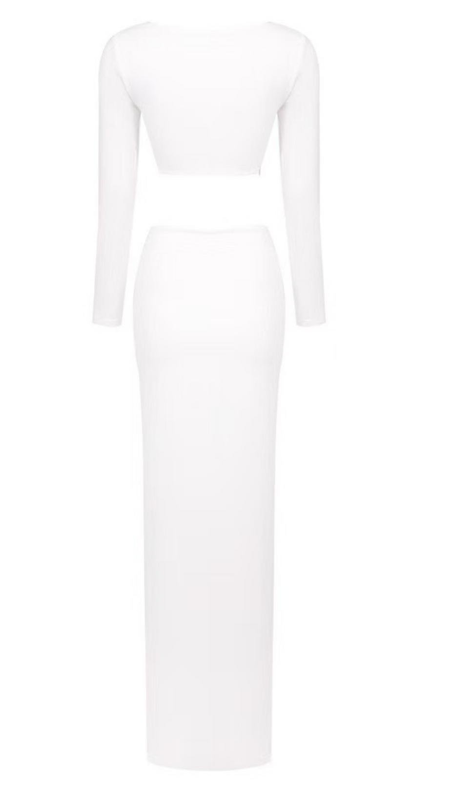 LANGÄRMELIGES MAXIKLEID MIT HOHEM SCHNITT UND BLUMEN