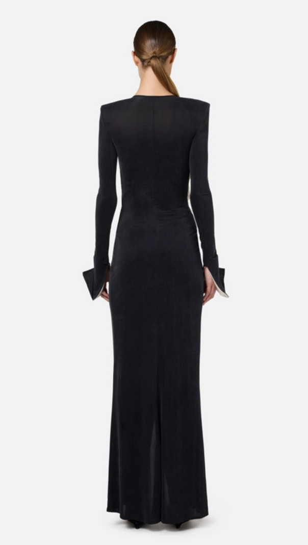 AIIZIE BOW BLACK CARPET DRESS IN DRAPE JERSEY - product image