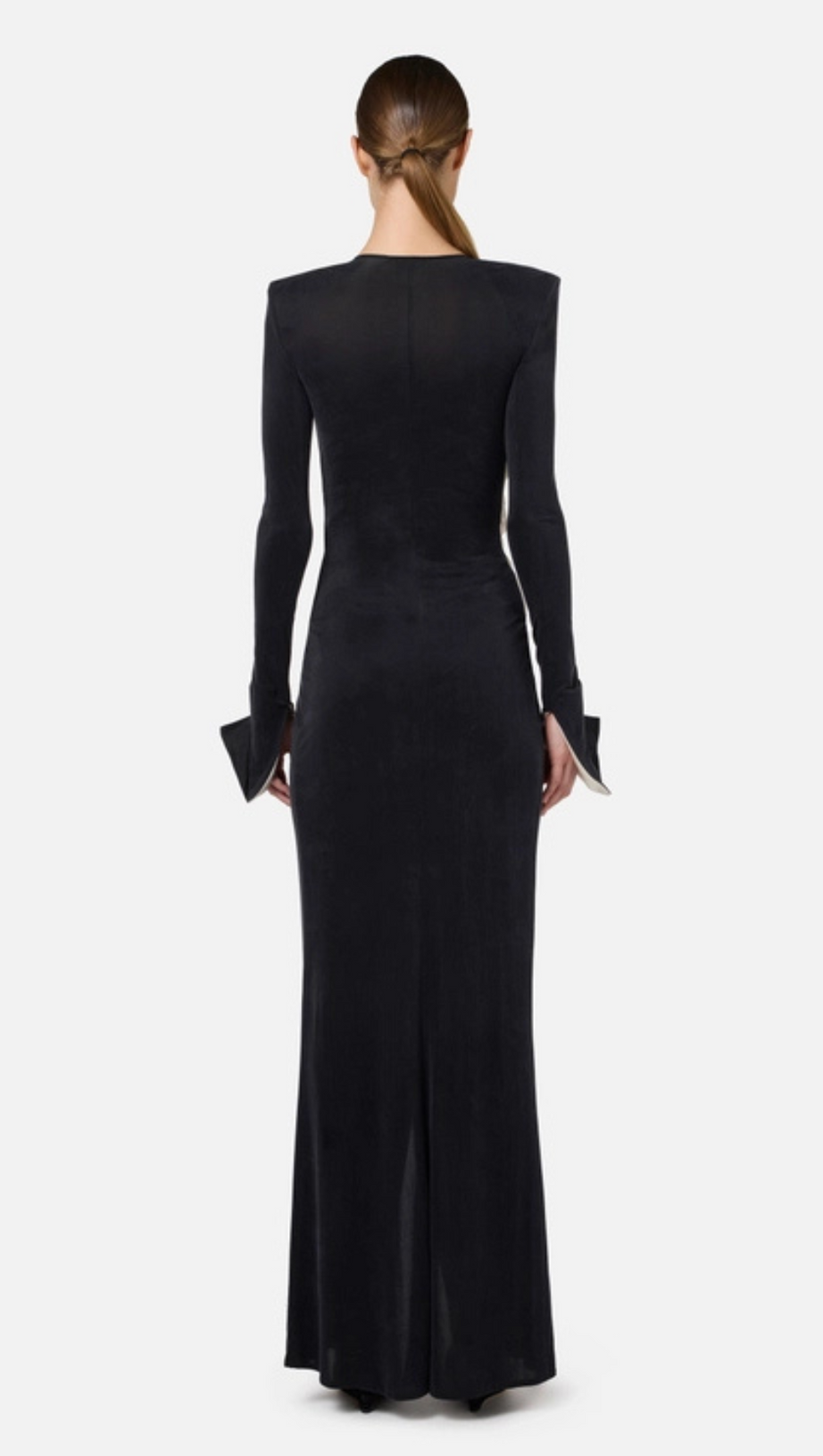 BOW BLACK CARPET DRESS IN DRAPE JERSEY