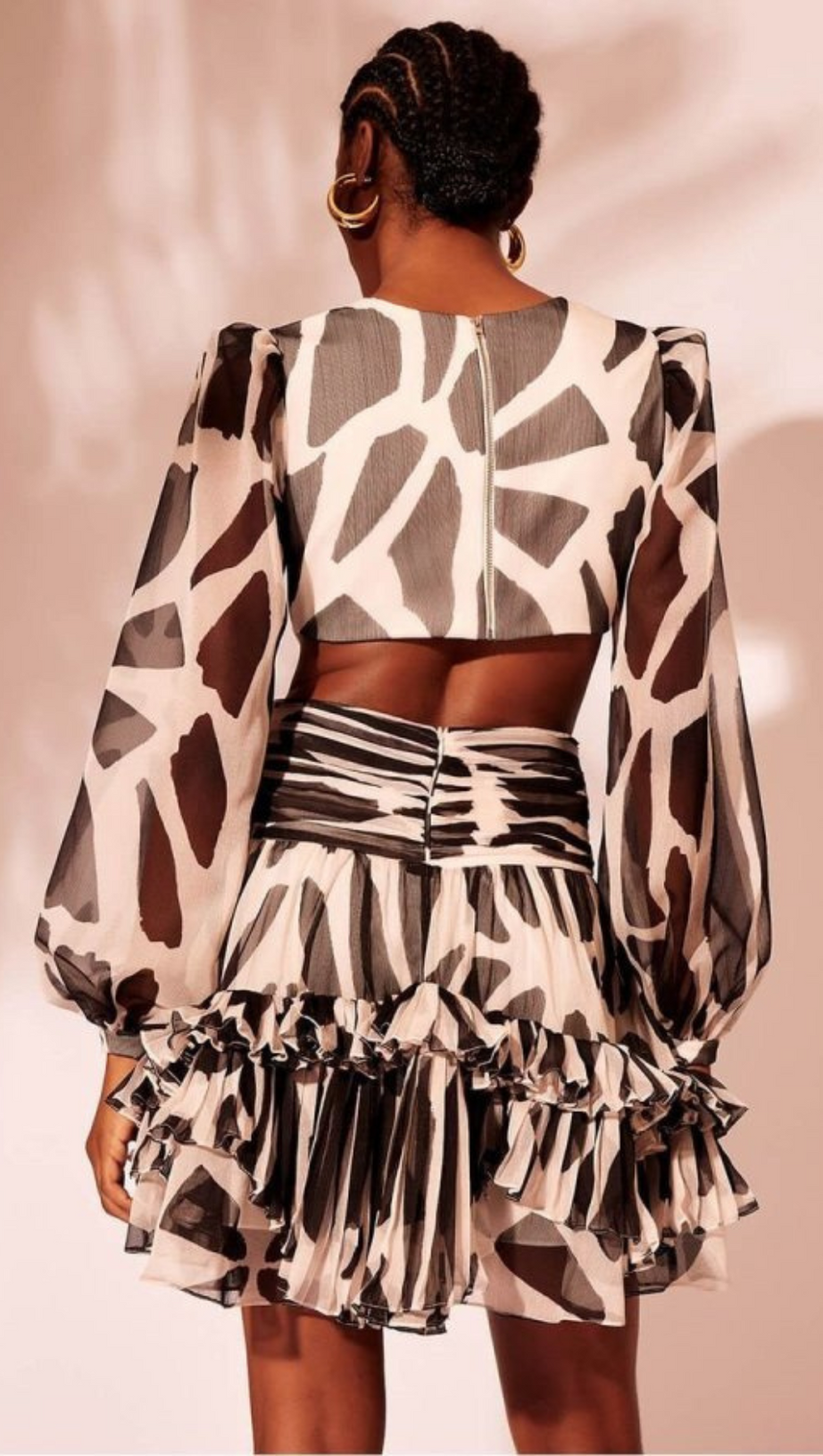 LYUBA BLACK LADY BUG RUFFLED MINI DRESS