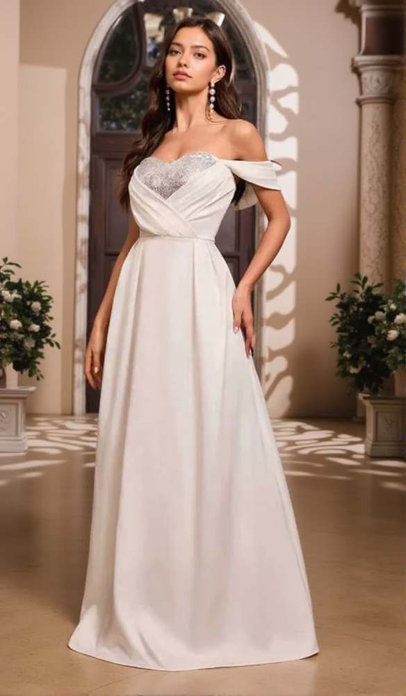 AIIZIE SEQUIN SPLICE STRAIGHT SHOULDER TUBE DRESS A-LINE DRESS - product image