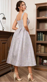 BUSTIER A LINE MIDI DRESS IN PURPLE