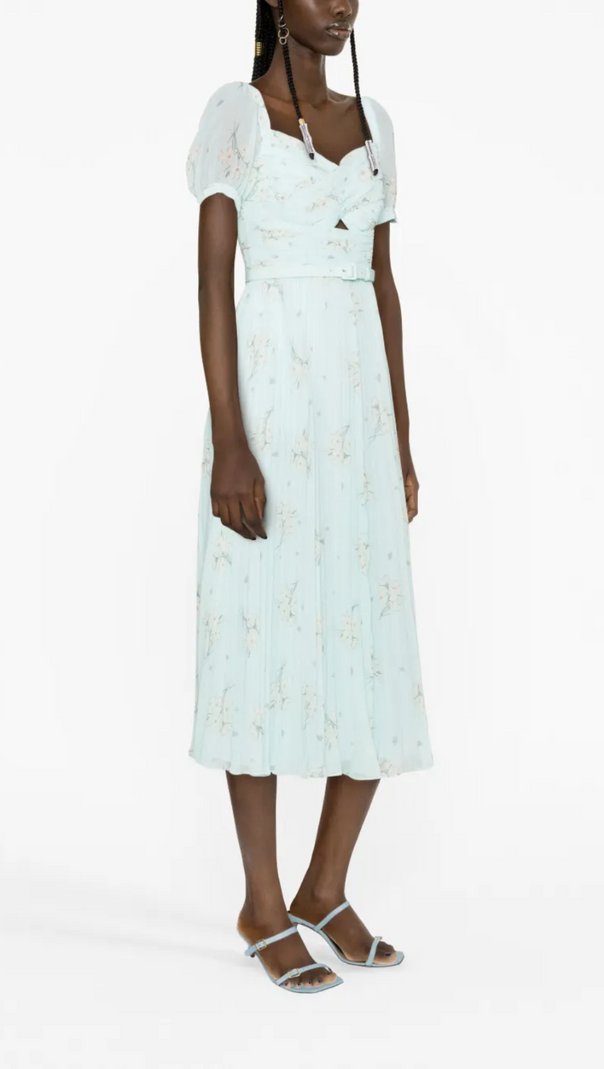 AIIZIE LINDSAY FLORAL-PRINT CHIFFON MIDI DRESS IN BLUE - product image
