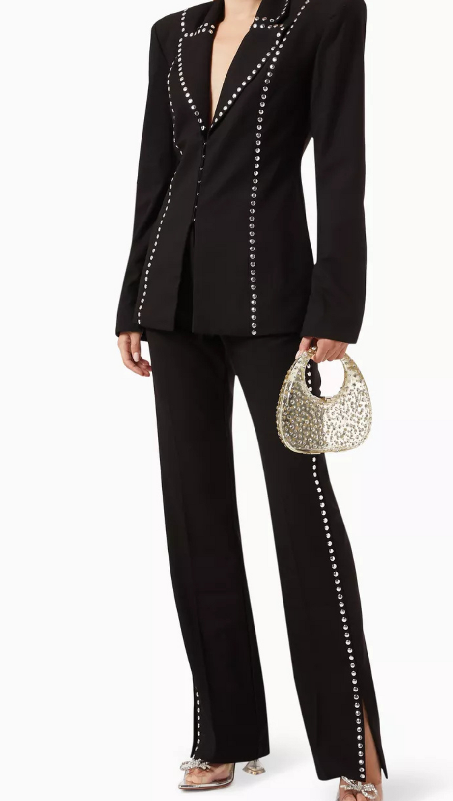 DEBORAH BLACK SCARF-DETAILED WOOL CREPE BLAZER SET