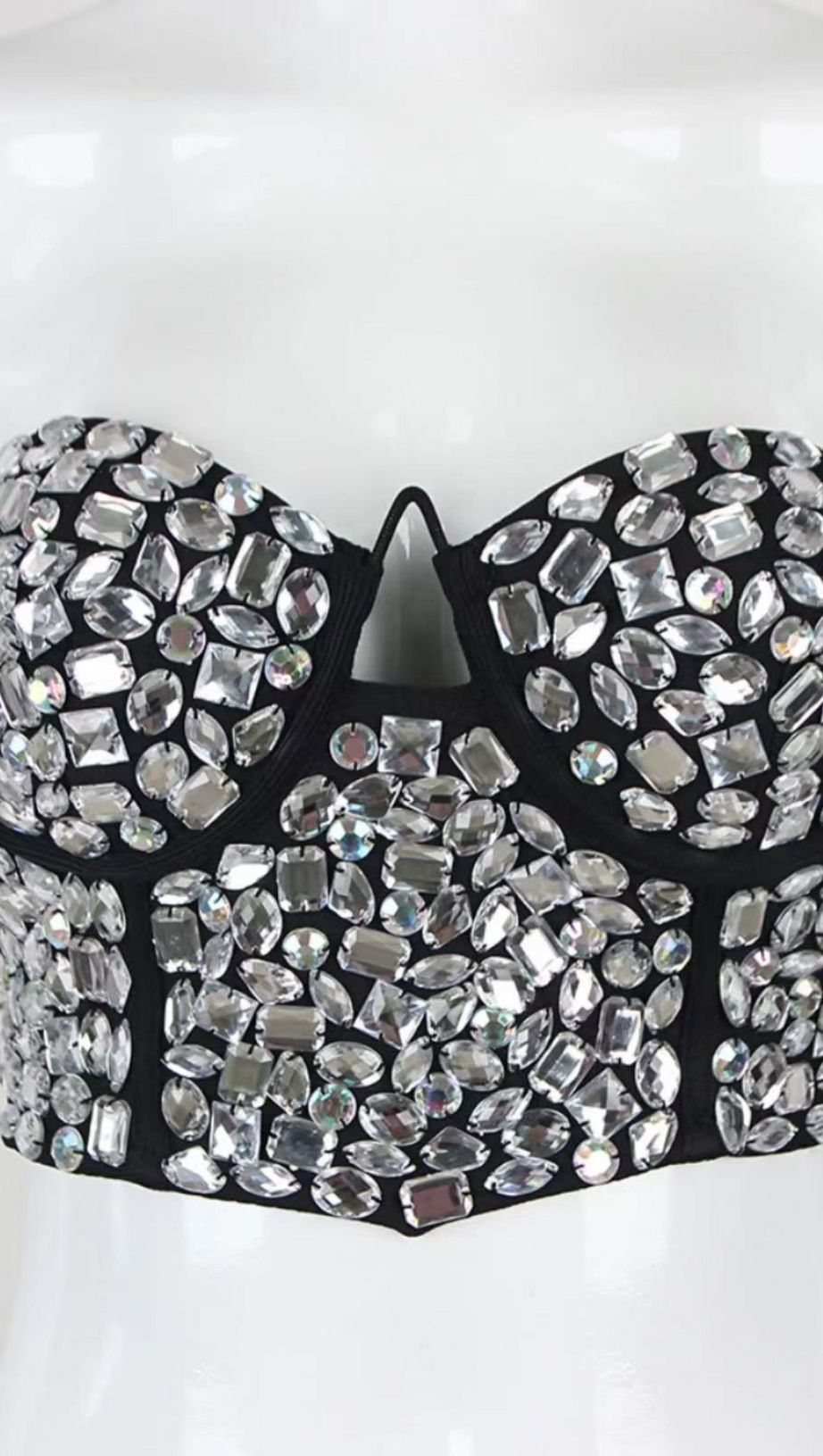 CRYSTAL EMBROIDERED BUSTIER TOP