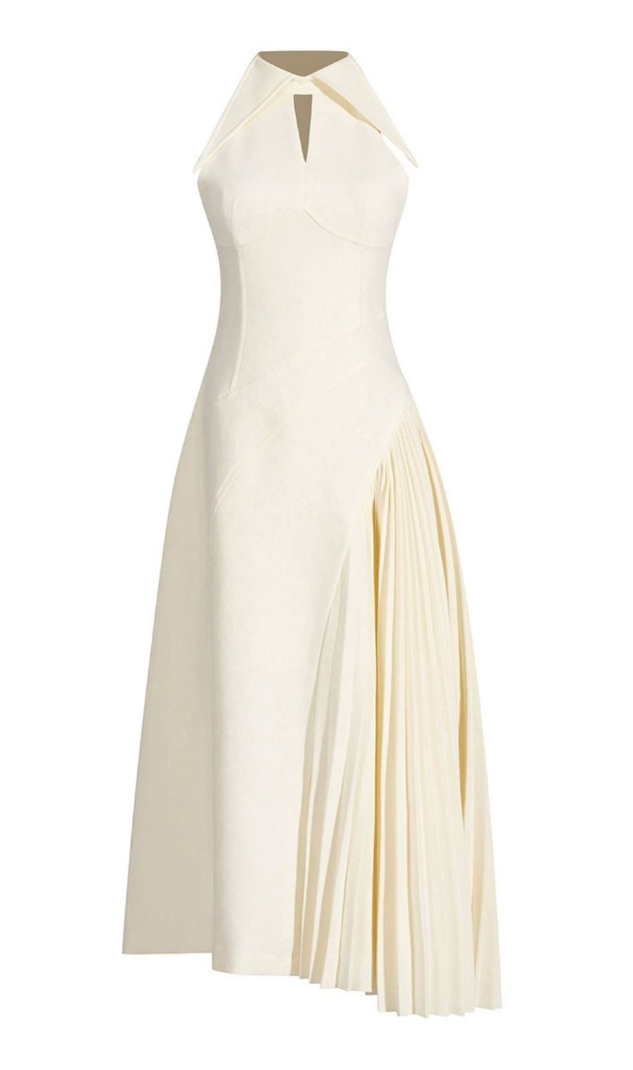 ABITO MIDI ASHLEY A-LINE PLISSETTATO BIANCO