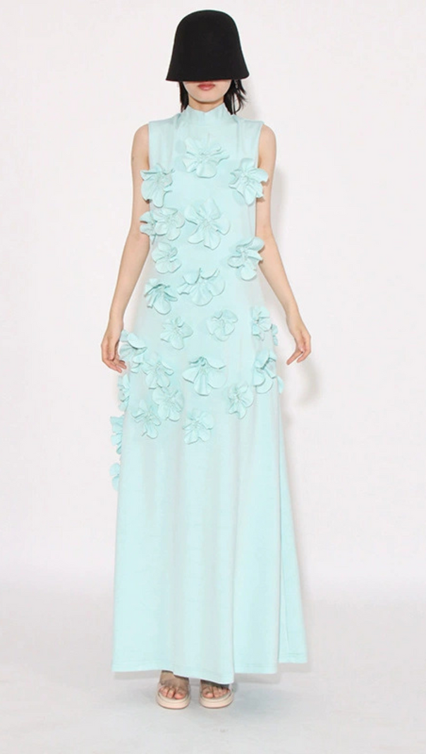 AIIZIE ANNONA GREEN FLOWER EMBELLISHED MAXI DRESS - product image