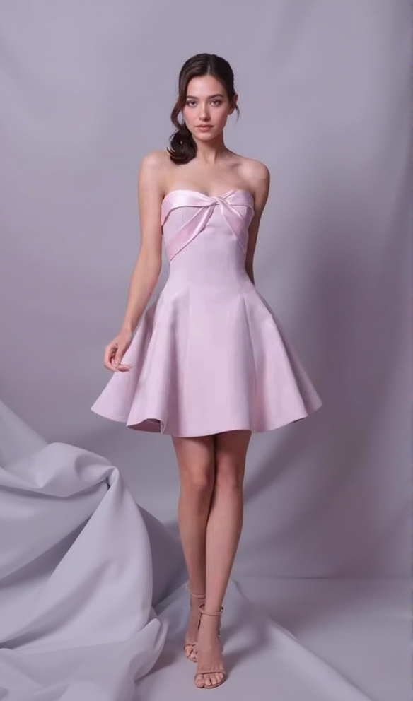AIIZIE BOW STRAPLESS MINI DRESS IN PINK - product image