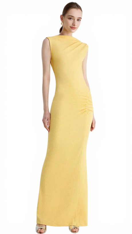 VEGA ROUCHED MIDI DRESS