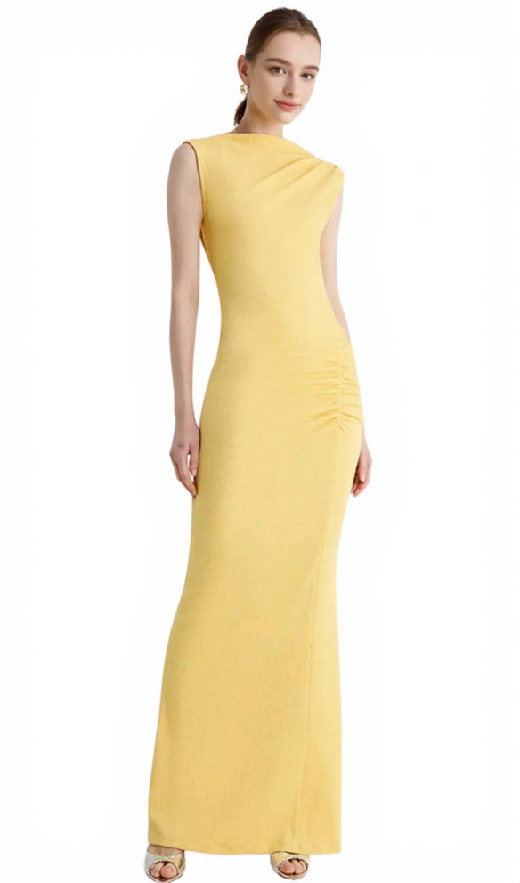 VEGA ROUCHED MIDI DRESS