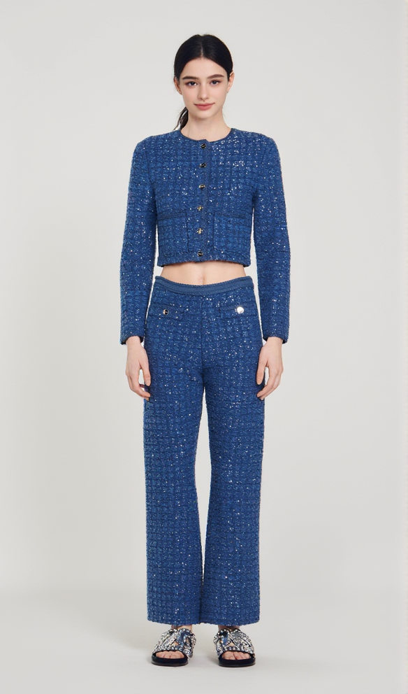 AIIZIE PALM CROPPED BLAZER IN BLUE - product image