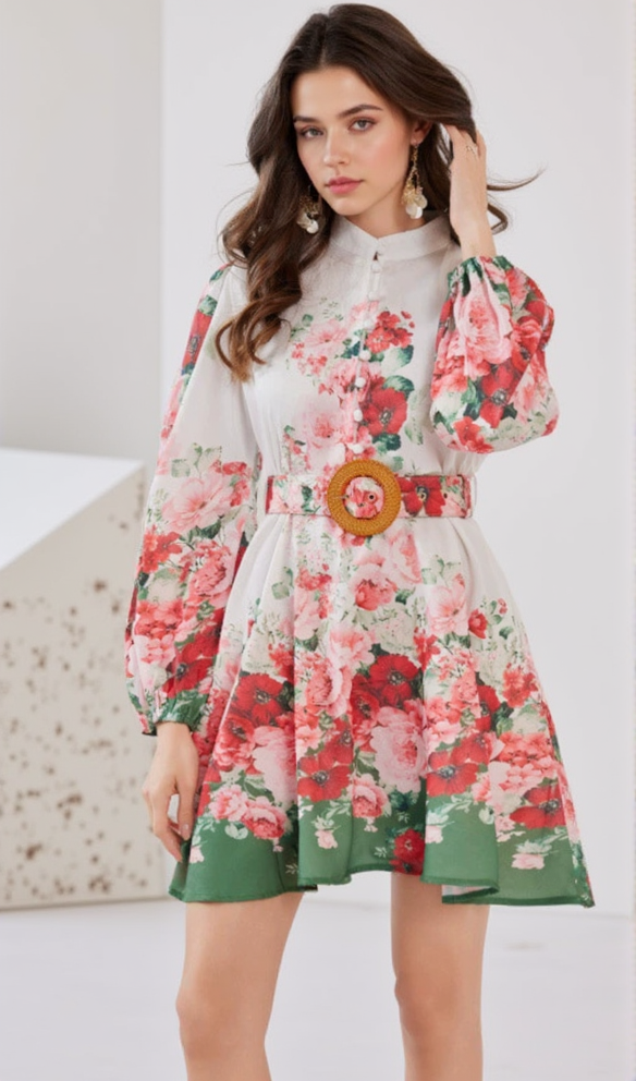 ISABELLA FLORAL PATTERN MINI DRESS