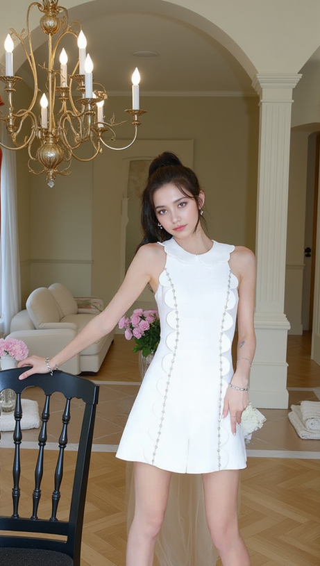 CHAYA WHITE SLEEVELESS RHINESTONE EMBELLISHED ROMPER