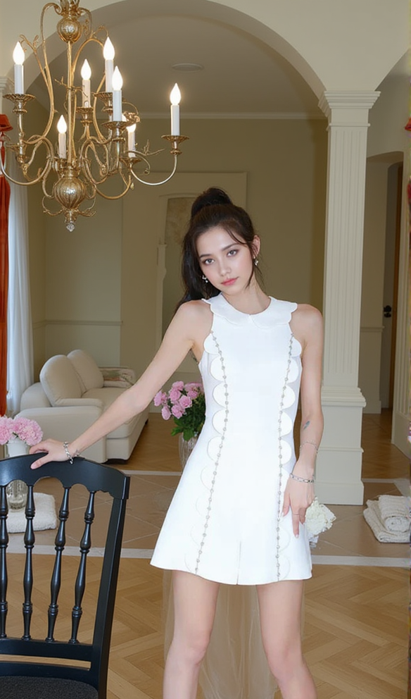 AIIZIE CHAYA WHITE SLEEVELESS RHINESTONE EMBELLISHED ROMPER - product image