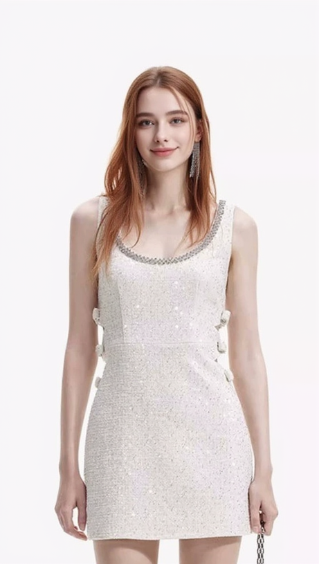 BOUCLE CUT OUT MINI DRESS